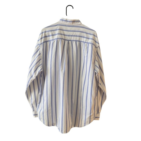 Fresh Produce 100% Cotton Button Up Blouse Top Size XL Blue White Striped Casual - Picture 3 of 10